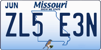 MO license plate ZL5E3N
