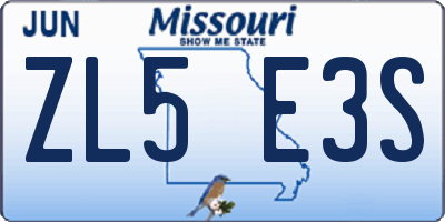 MO license plate ZL5E3S