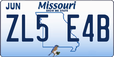MO license plate ZL5E4B