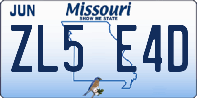 MO license plate ZL5E4D