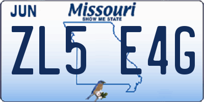 MO license plate ZL5E4G
