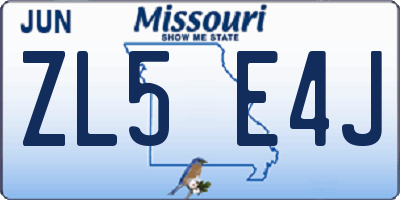 MO license plate ZL5E4J