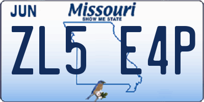 MO license plate ZL5E4P
