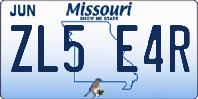 MO license plate ZL5E4R