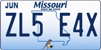 MO license plate ZL5E4X