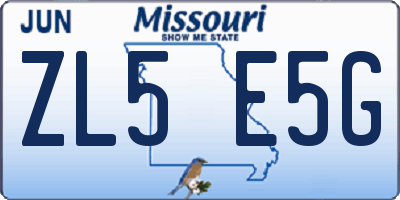 MO license plate ZL5E5G