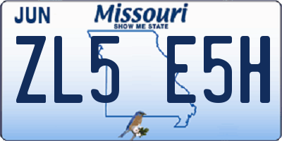 MO license plate ZL5E5H