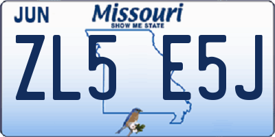 MO license plate ZL5E5J