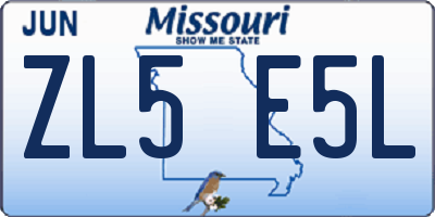 MO license plate ZL5E5L