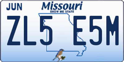 MO license plate ZL5E5M