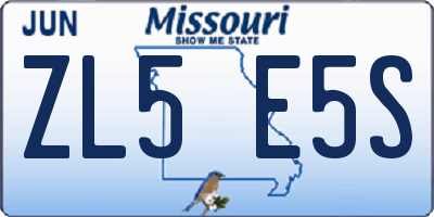 MO license plate ZL5E5S