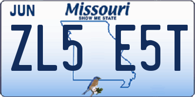 MO license plate ZL5E5T
