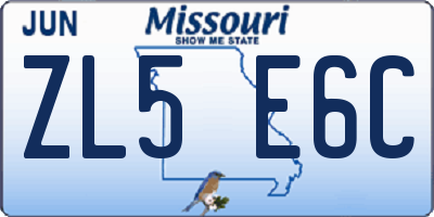MO license plate ZL5E6C