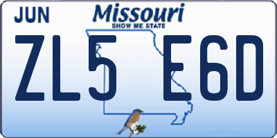 MO license plate ZL5E6D