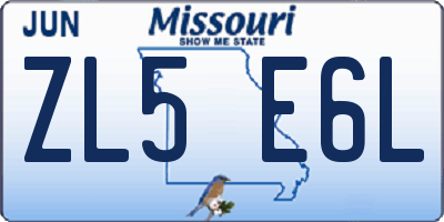 MO license plate ZL5E6L