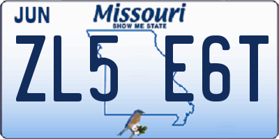 MO license plate ZL5E6T