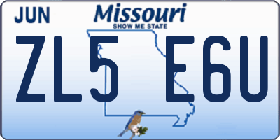 MO license plate ZL5E6U