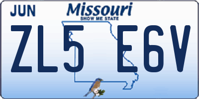 MO license plate ZL5E6V