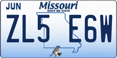 MO license plate ZL5E6W