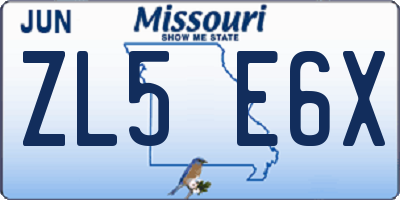 MO license plate ZL5E6X