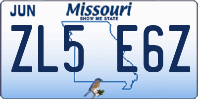 MO license plate ZL5E6Z