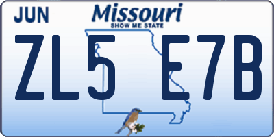 MO license plate ZL5E7B