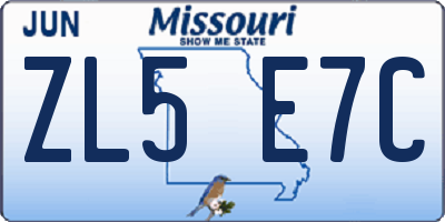 MO license plate ZL5E7C