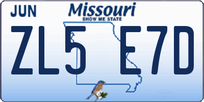 MO license plate ZL5E7D