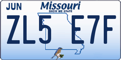 MO license plate ZL5E7F
