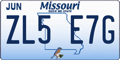 MO license plate ZL5E7G