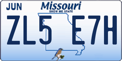 MO license plate ZL5E7H