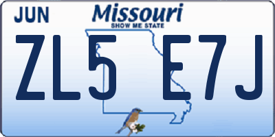MO license plate ZL5E7J