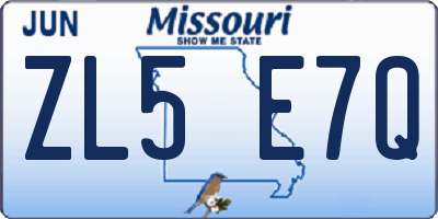 MO license plate ZL5E7Q