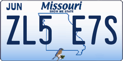 MO license plate ZL5E7S