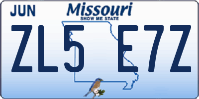 MO license plate ZL5E7Z
