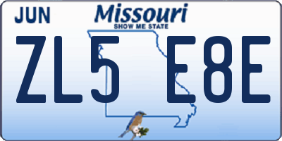 MO license plate ZL5E8E