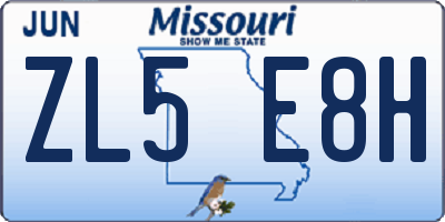 MO license plate ZL5E8H