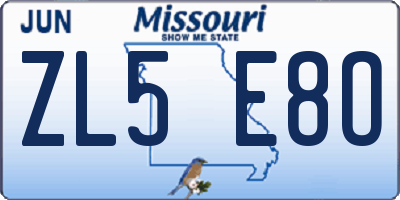 MO license plate ZL5E8O