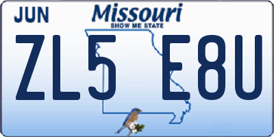 MO license plate ZL5E8U