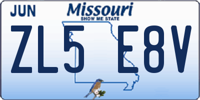 MO license plate ZL5E8V