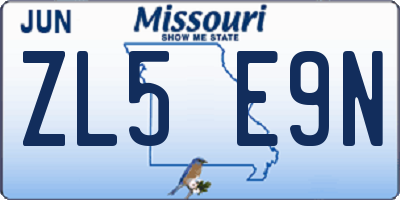 MO license plate ZL5E9N