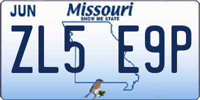 MO license plate ZL5E9P