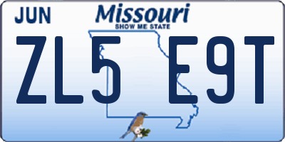 MO license plate ZL5E9T