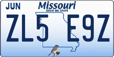 MO license plate ZL5E9Z