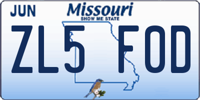 MO license plate ZL5F0D