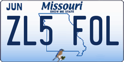MO license plate ZL5F0L