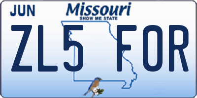 MO license plate ZL5F0R