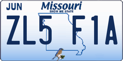 MO license plate ZL5F1A