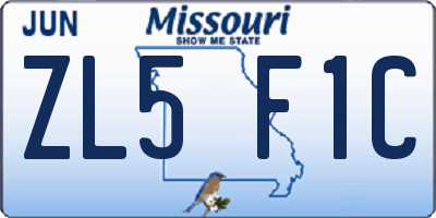 MO license plate ZL5F1C