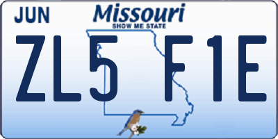 MO license plate ZL5F1E